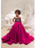 Strapless Lace Satin Long Flower Girl Dress With Train